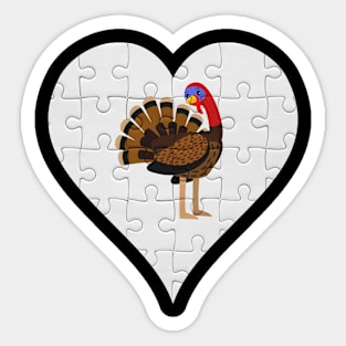 Jigsaw  Turkey Heart Design - Farm Animals Turkey Sticker